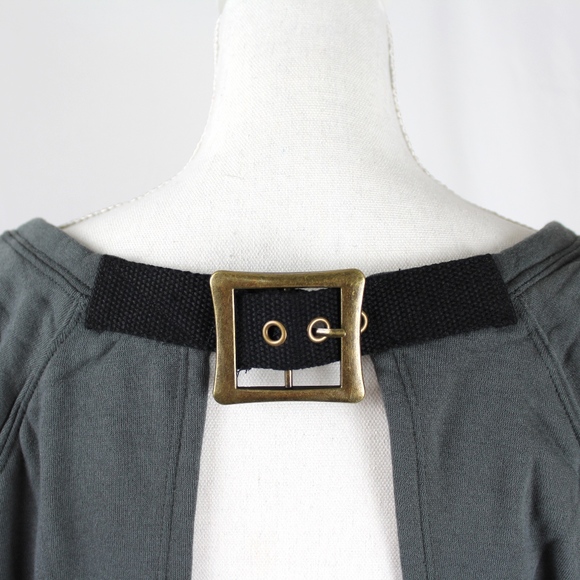 VENUS NWOT Buckle Detail Ripped Sweatshirt Grey - Picture 3 of 8